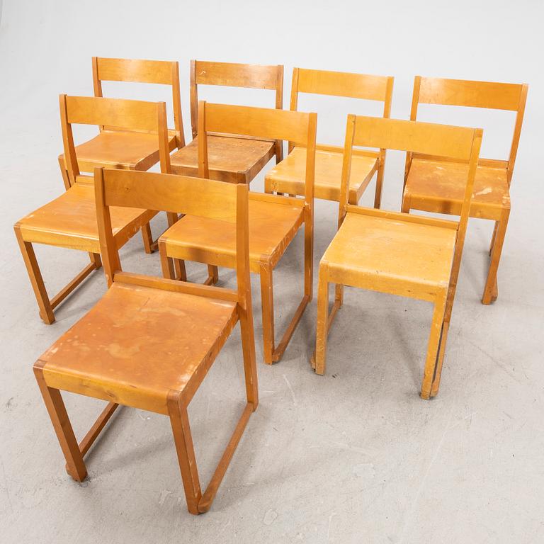 Sven Markelius, chairs, 8 pieces, "Orkesterstolen", mid/second half of the 20th century.