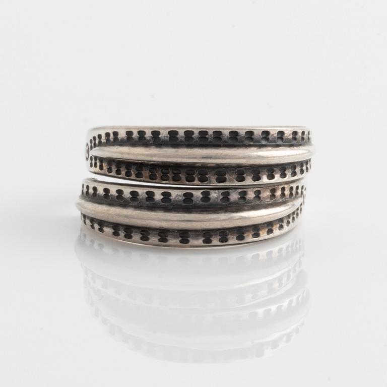 David Andersen, armring, ring samt örhängen, silver, Norge.