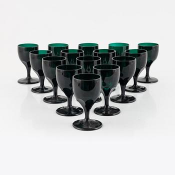 A set of fifteen wine glasses, circa 1900.