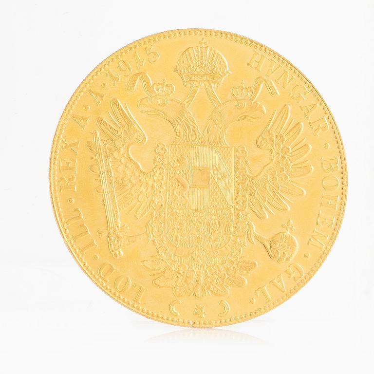 Gold coin, Austria-Hungary, 4 Ducat, 1915, restrike.