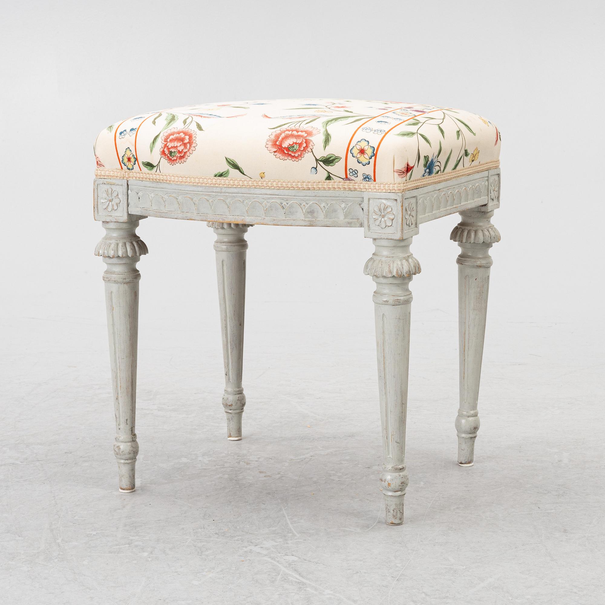 A Swedish late 18th century stools, Gustavian.
