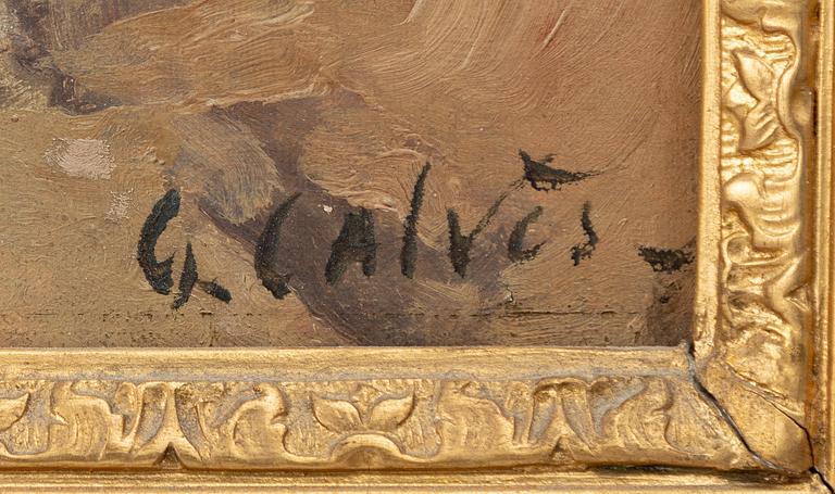 Léon Georges Calvès, Harvest motif with horses and two figures.