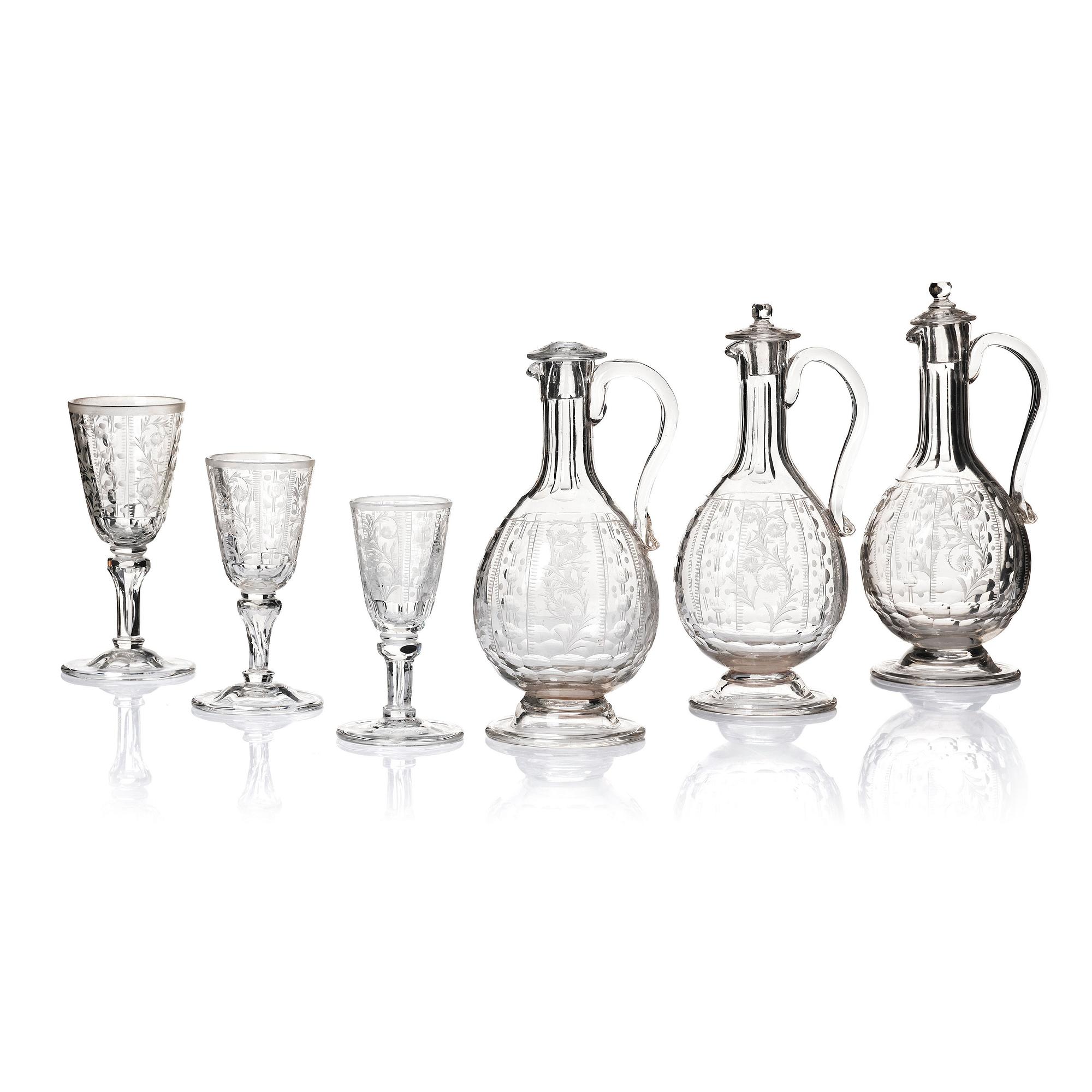Glasservis, 21 delar, 1800-tal.