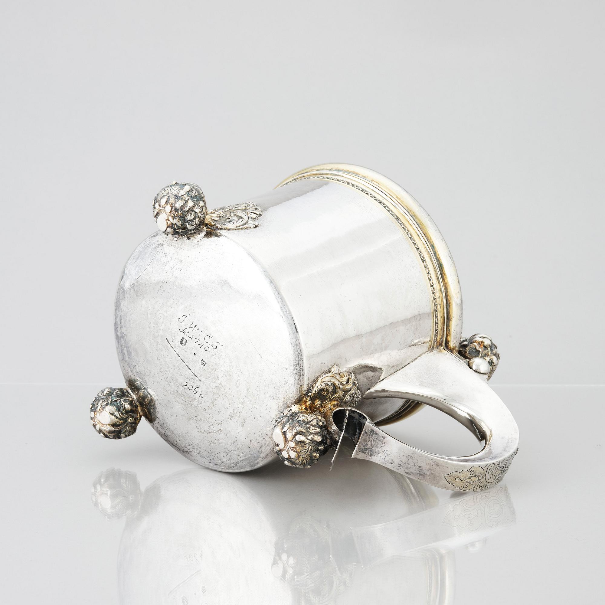 A Swedish late baroque parcel-gilt silver tankard, mark of Jeremias Britt, Kalmar (1736-1742).