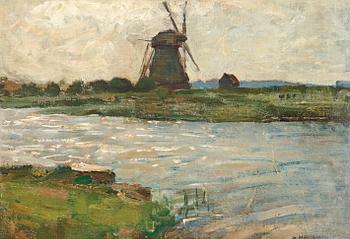 334. Piet Mondrian, Oostzijdse Mill viewed from dock at Landzicht Farm.