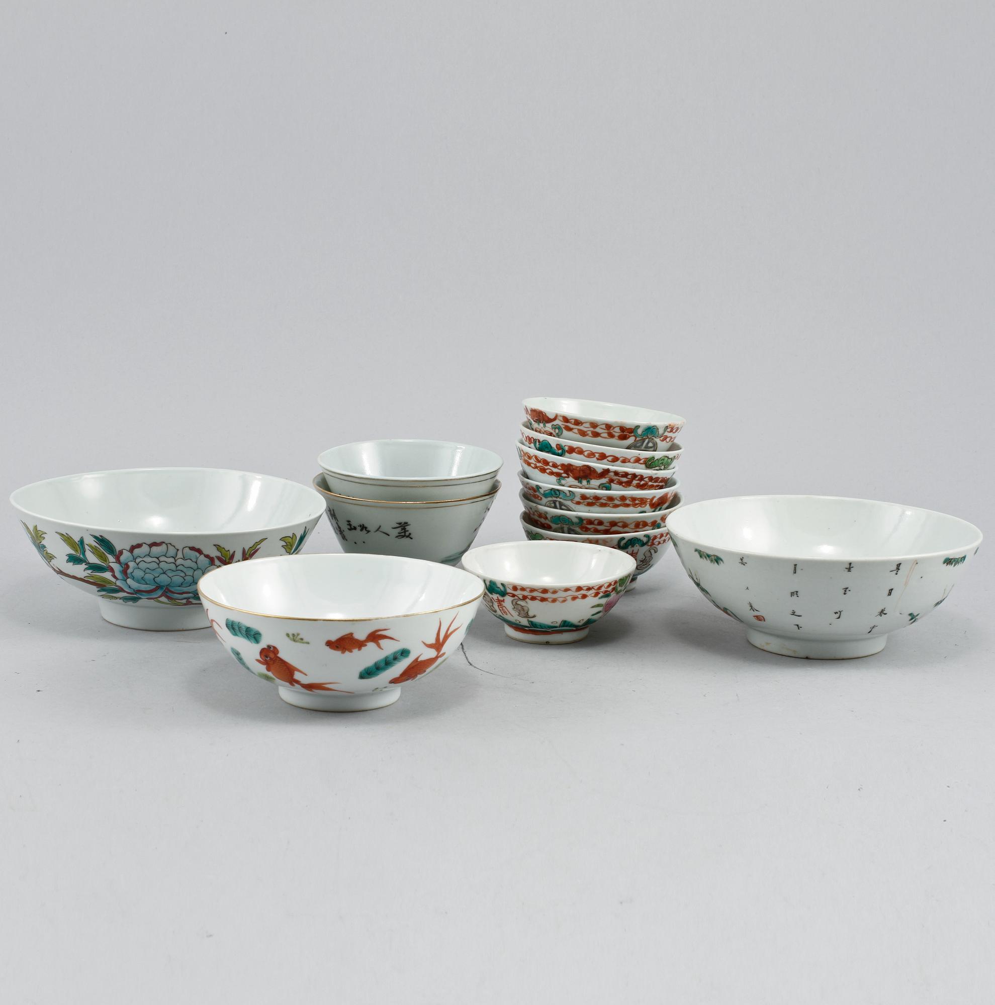 SKÅLAR, 12 st, porslin, Kina 1800/1900-tal.