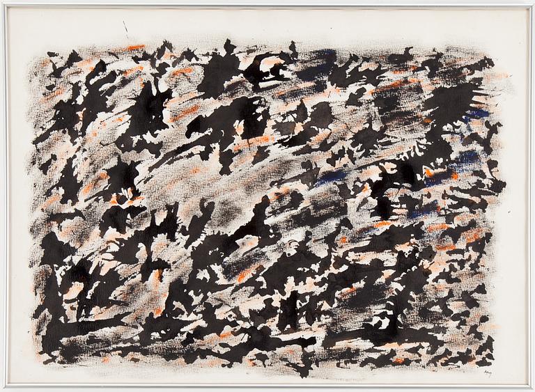 Henri Michaux, HENRI MICHAUX, ink and oil on paper, signed and executed 1974.