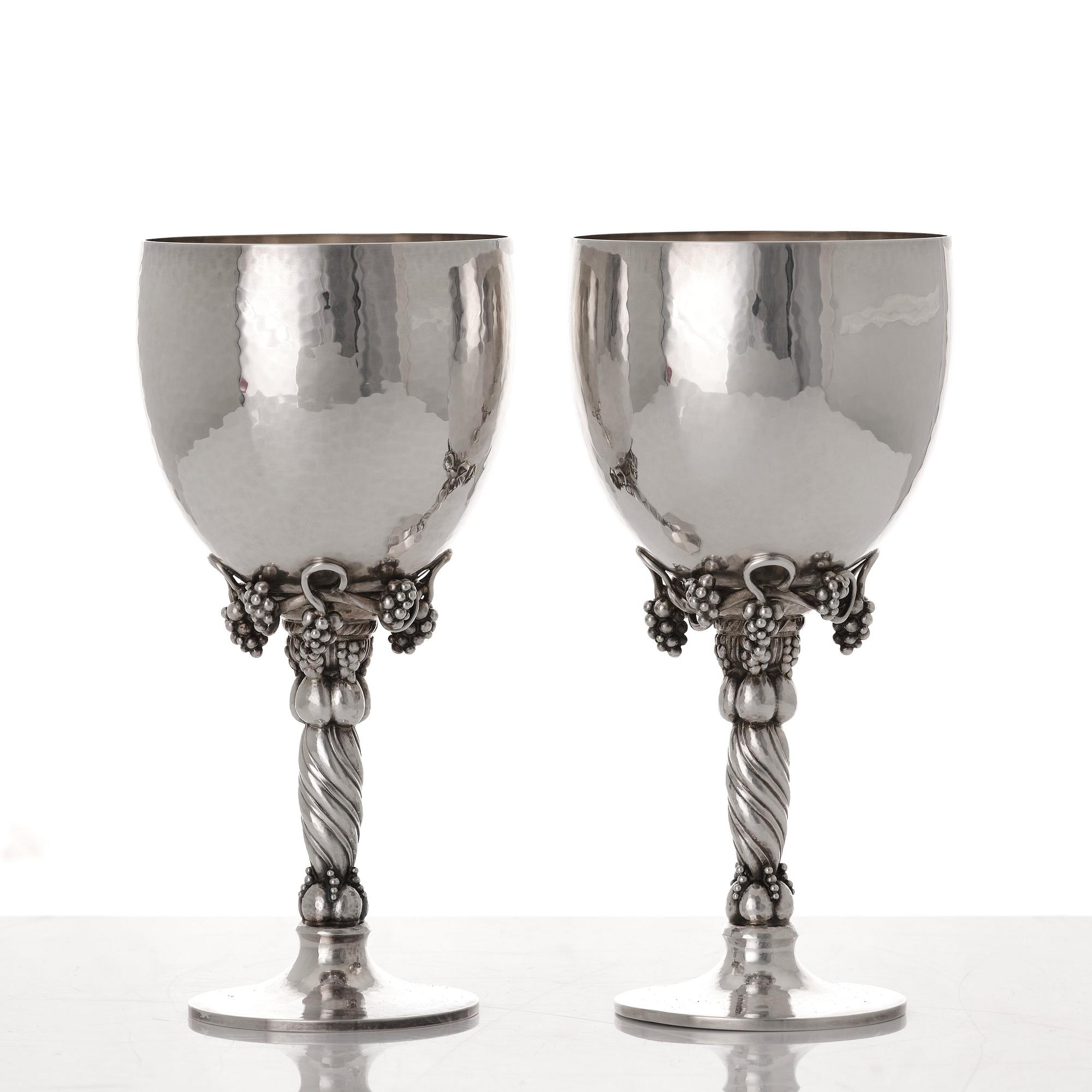 Georg Jensen, vinglas, ett par, Köpenhamn 1988 & 1996, sterling silver, designnr 263.