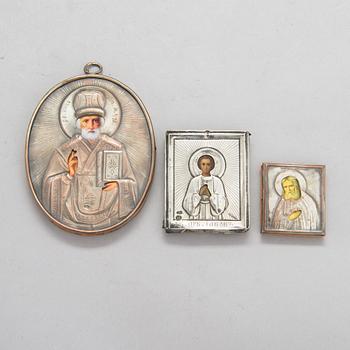 Three early 20th-century Russian travelling icons.