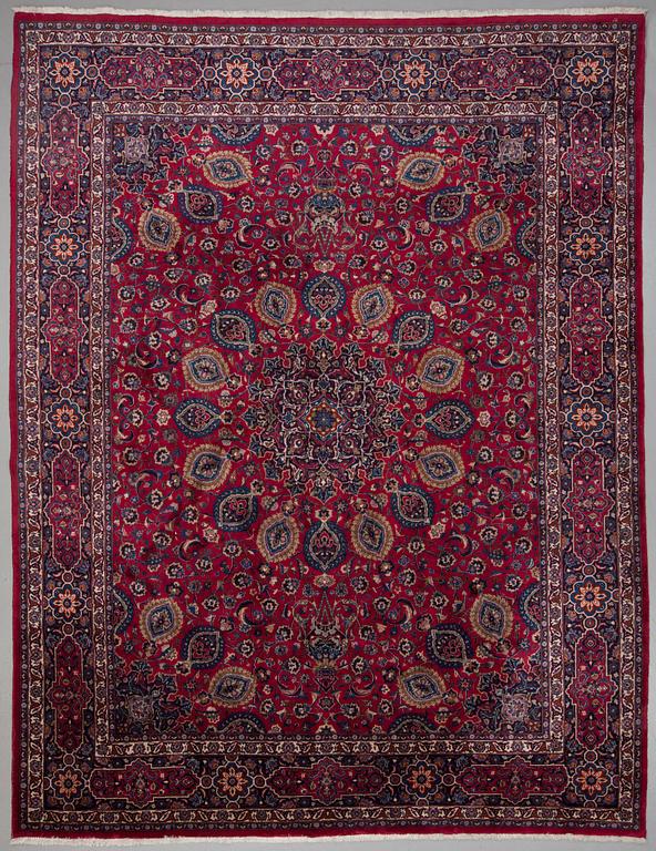 A CARPET, semi-antique, around 382 x 298 cm.