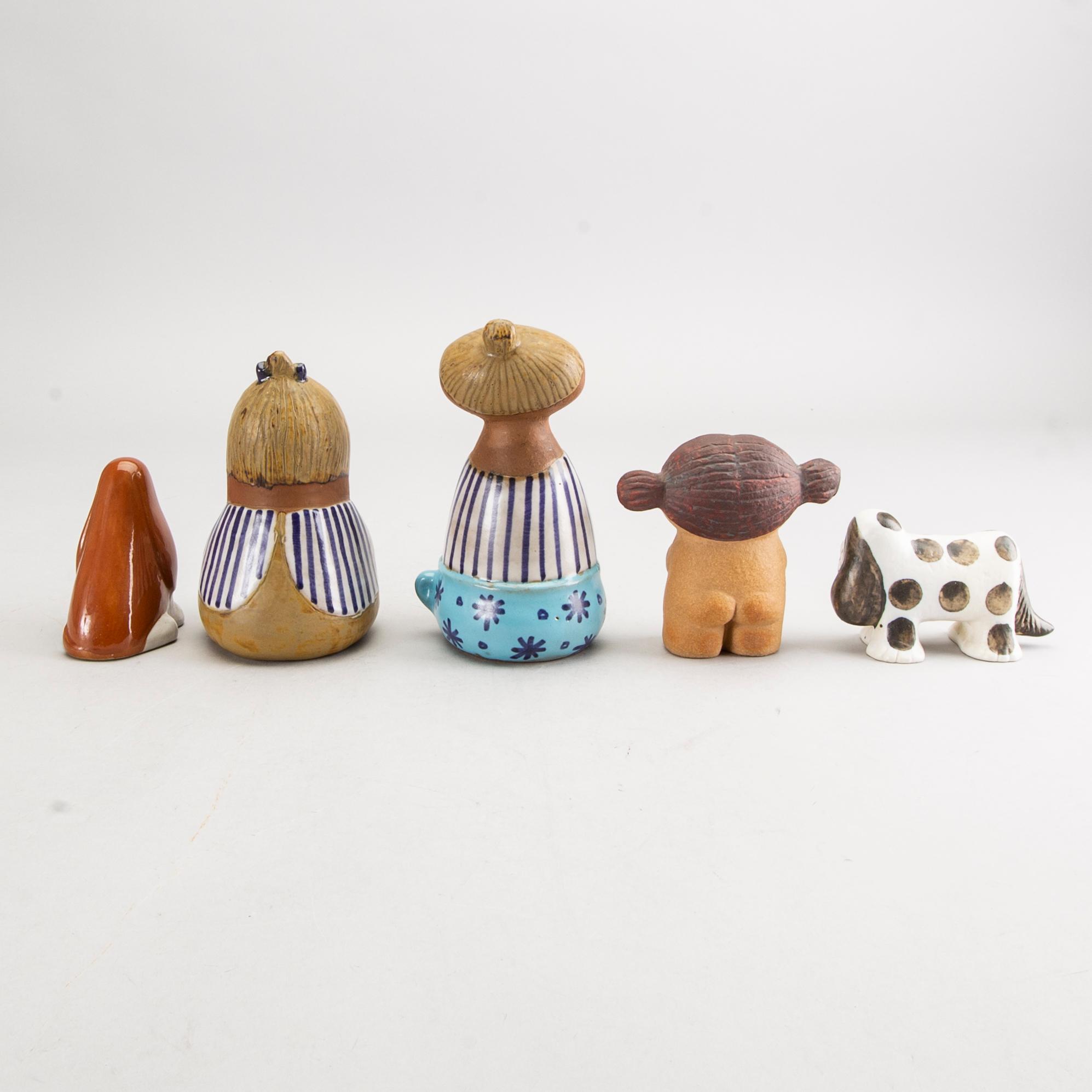 LISA LARSON, 5 figuriner, Gustavsberg.
