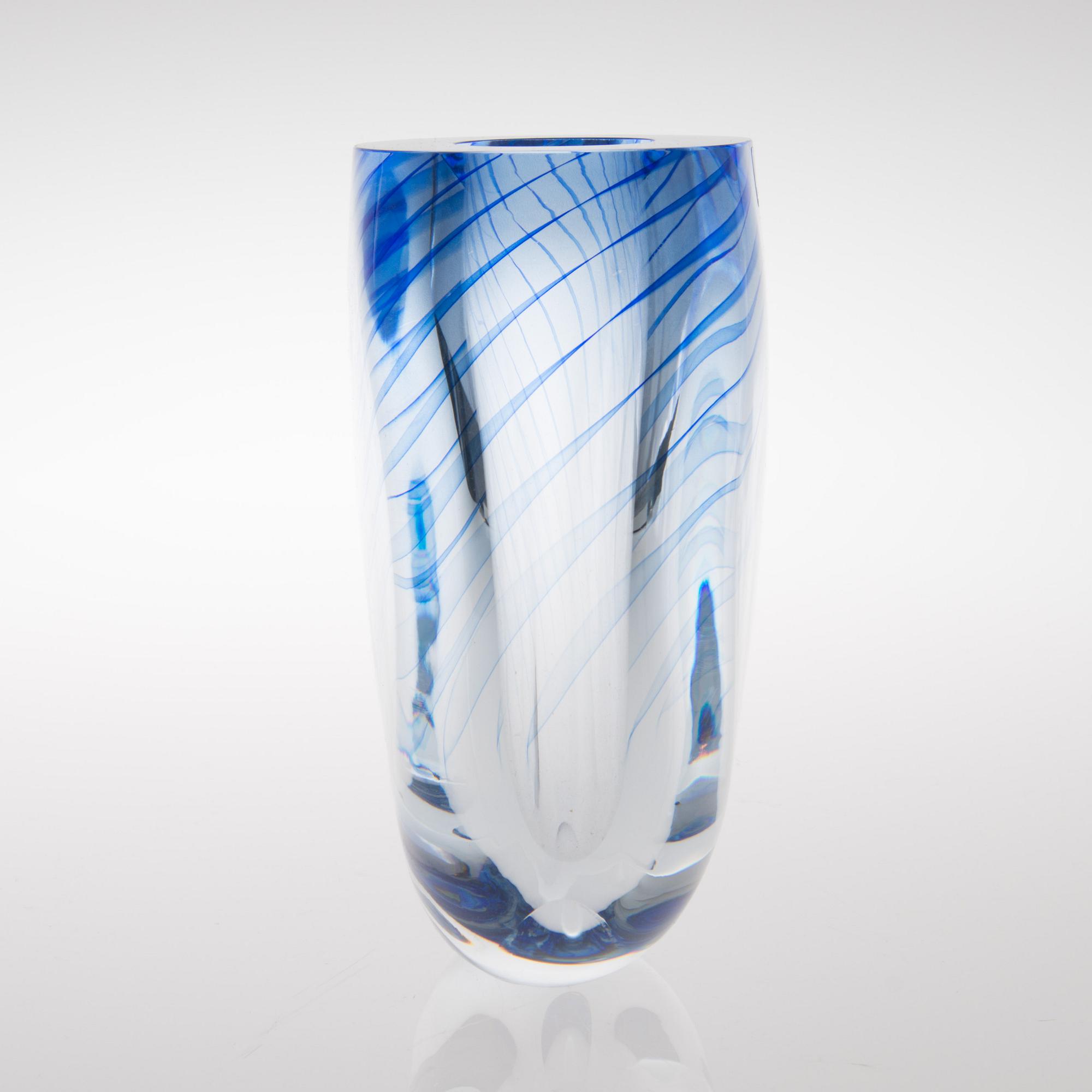 A glass vase signed Markus Eerola Iittala 1997 and numbered 35/500.