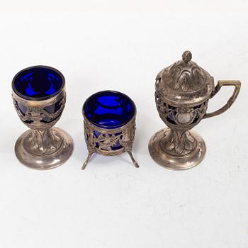 Table accessories, 3 pieces, silver, Louis XVI style, early 20th century.