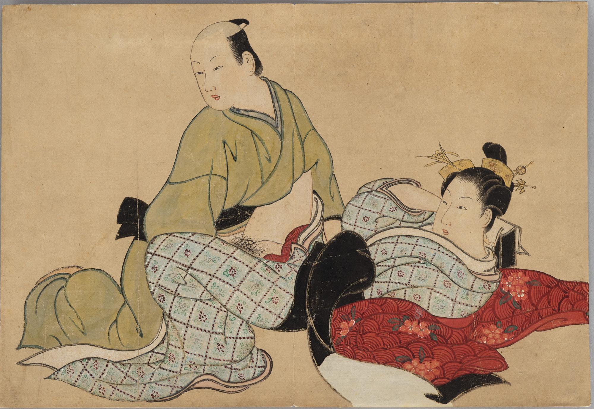 Unidentified artist, erotic scene, Shunga, Japan around 1900.