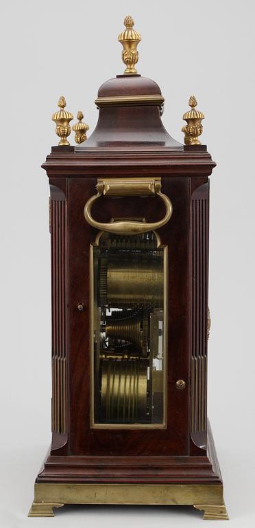 An Eardley Norton musical eight-bells and quarter chiming mahogany bracket clock playing four different tunes, verge escapment and engraved backplate.