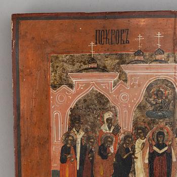 A Russian icon, tempera on panel, late 19th century.