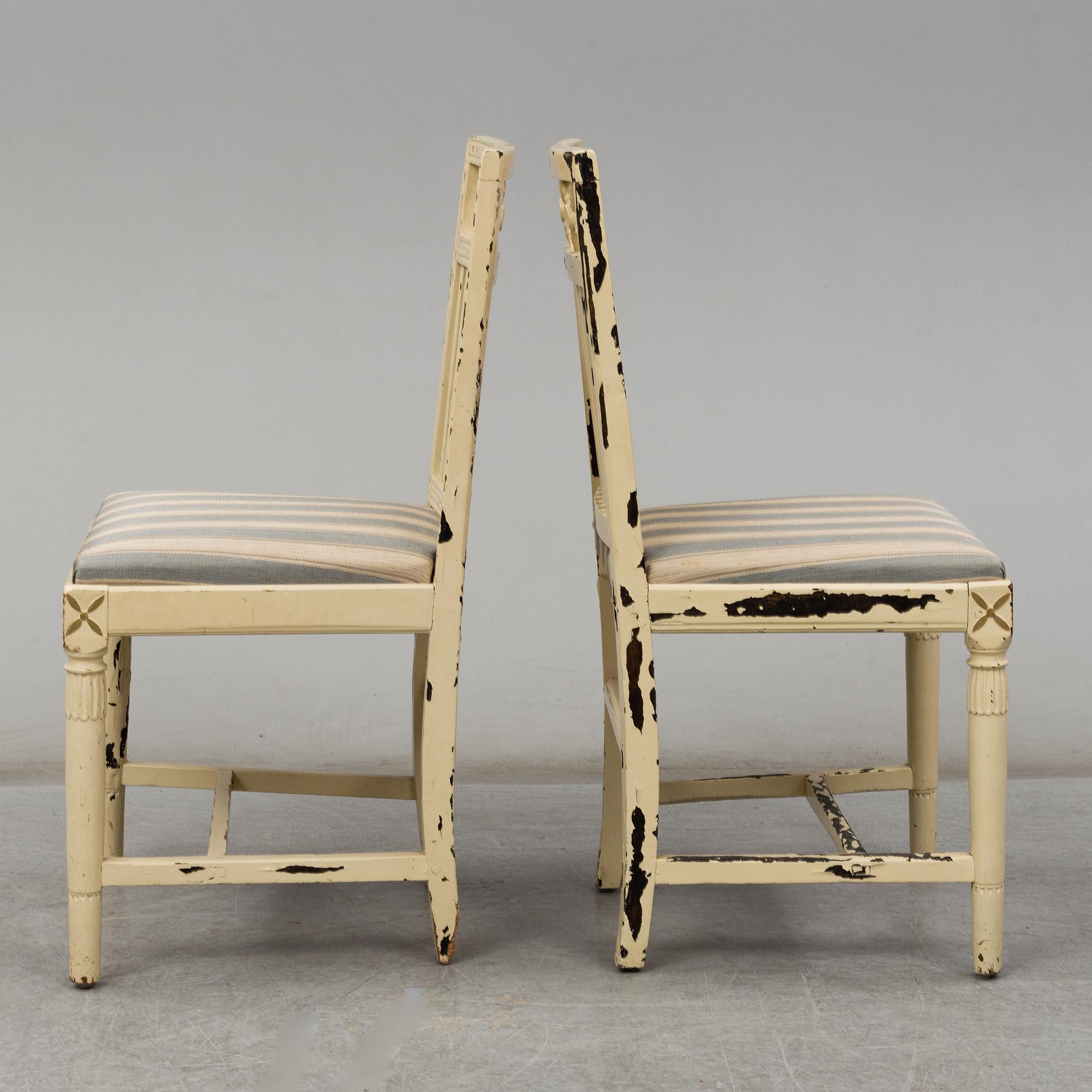 SOFFA OCH STOLAR ett par, gustavianska provinsarbeten, tidigt 1800-tal.