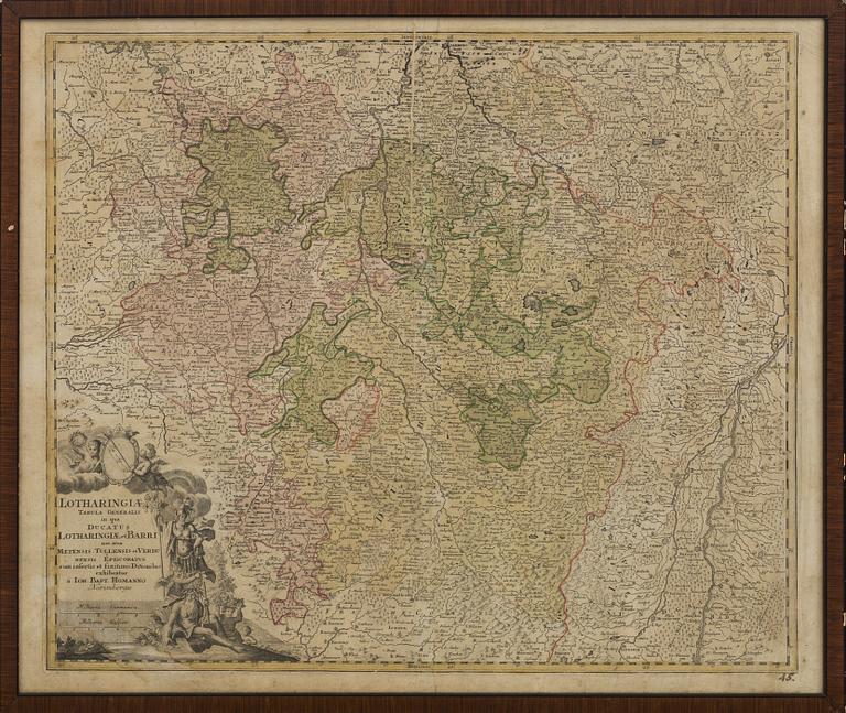 JOHANN BAPTISTE HOMANN, 3 copper engravings  maps. 18th century.