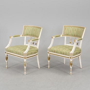 A PAIR OF ARMCHAIRS, gustavian style, mid 1900s.