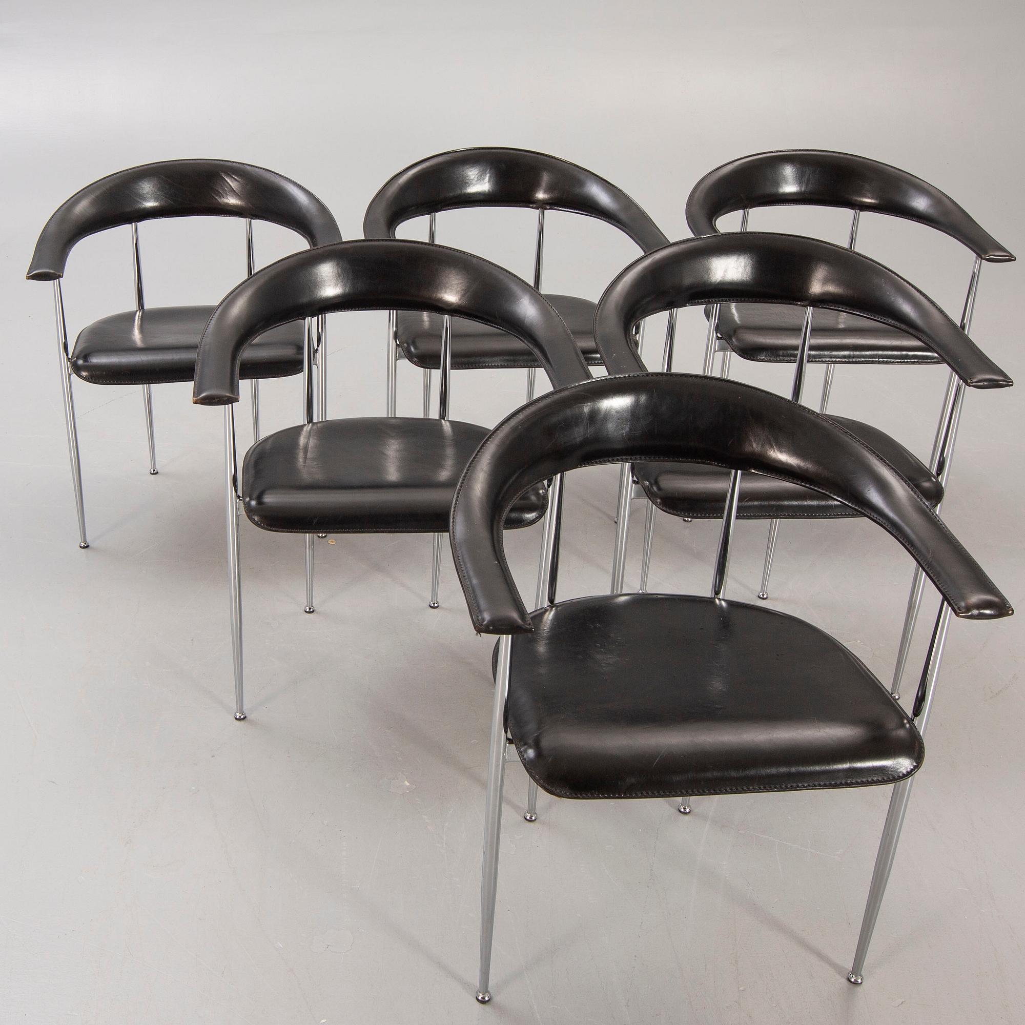 Giancarlo Vegni & Gianfranco Gualtierotti, a set of six armchairs for Fasem in the latter part of the 20th century.