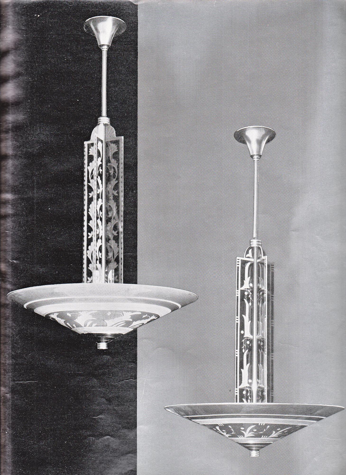 Edward Hald, a ceiling lamp model "HD 615", Orrefors, 1930s.