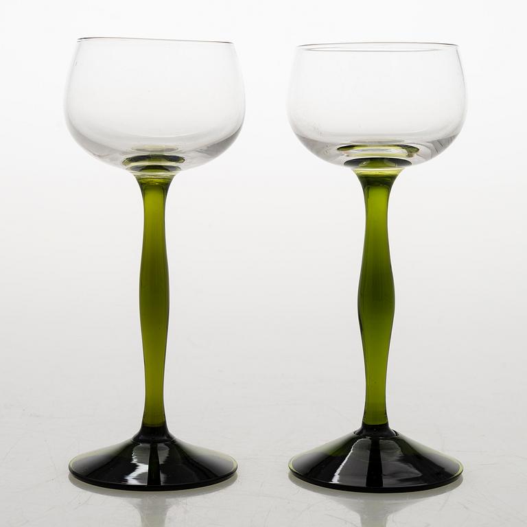 A set of 18 mid-20th century white vine glasses for Kumela Glassworks.