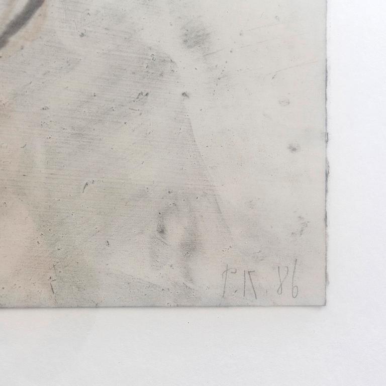 Paco Knöller, coal/pigment on paper signed and dated 86.