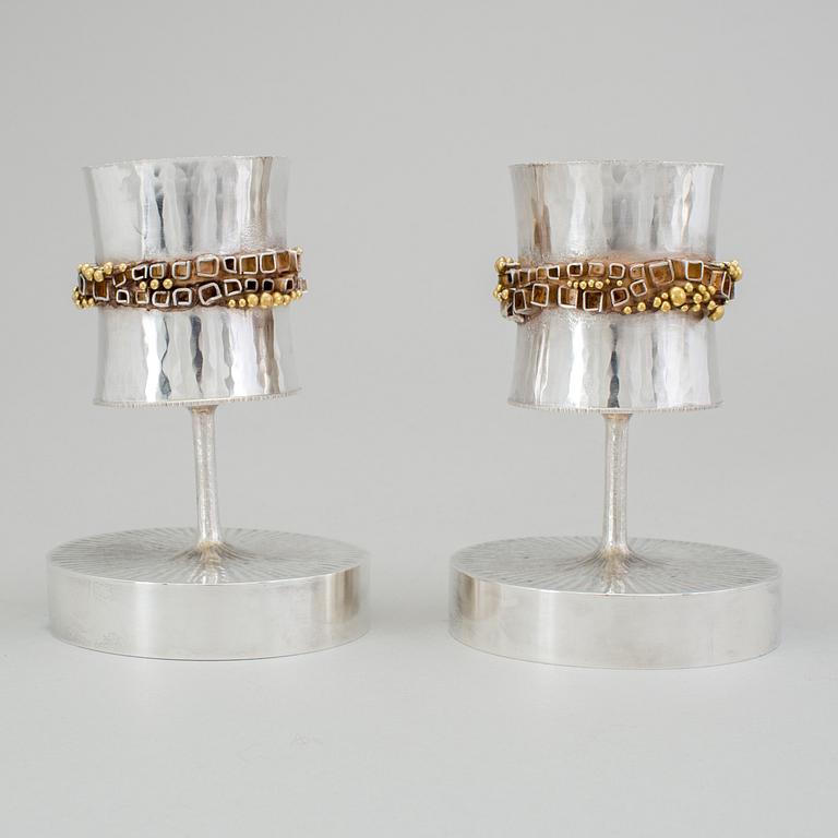 A pair of Karlheinz Sauer silver candlesticks, Västerås, Sweden 1972.