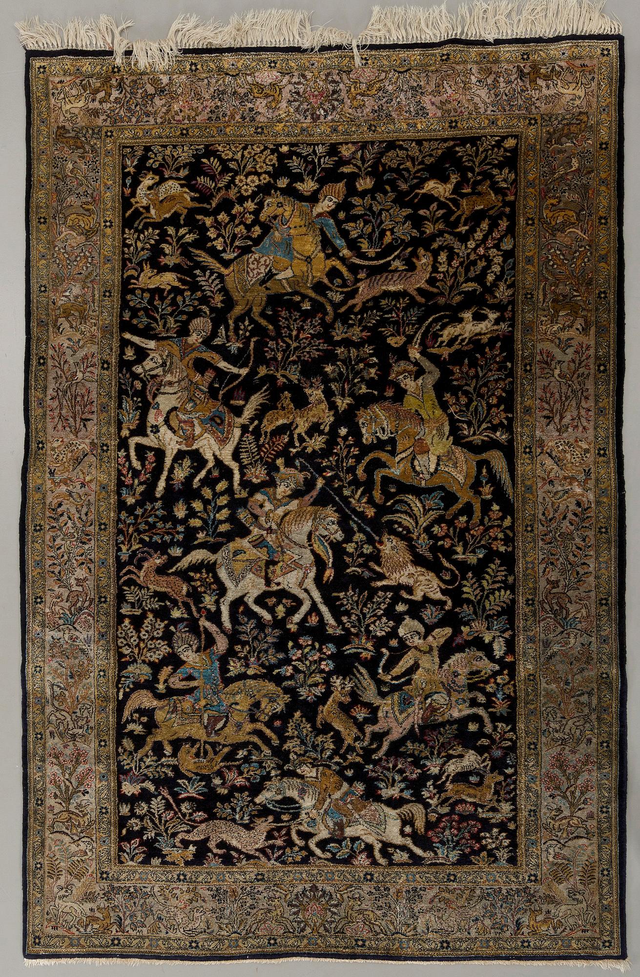 An old sik Ghom carpet ca 210 x 140 cm.