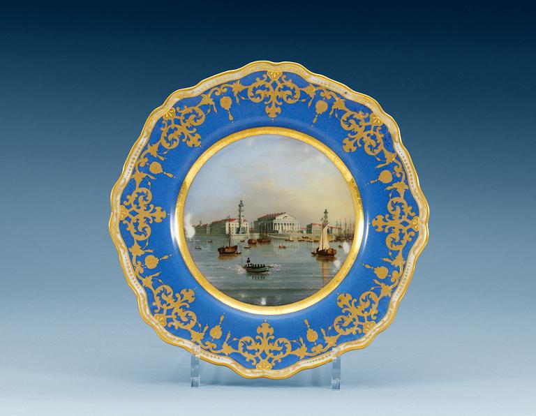 A Russian dessert dish, Imperial Porcelain manufactory, St Petersburg, period of Tsar Nicolas I, dated 1844.