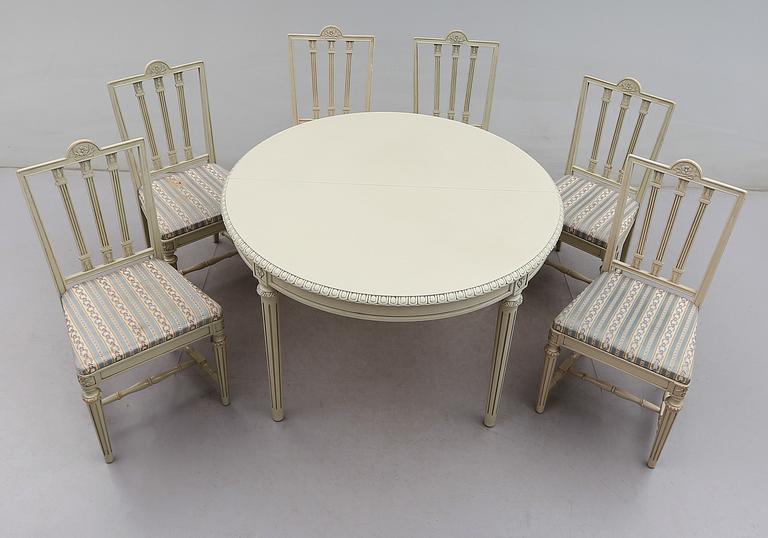 MATGRUPP, 7 delar, gustaviansk stil, 1900-talets andra hälft.