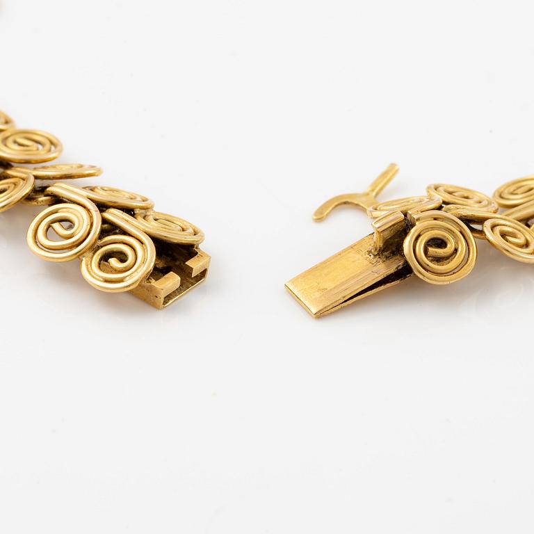 Necklace and bracelet, Carlman, 18K gold.