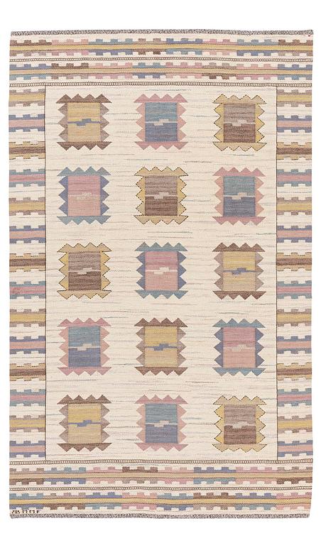 Märta Måås-Fjetterström, a carpet 'Ljusa plador', flat weave, c. 262 x 162 cm, signed AB MMF.