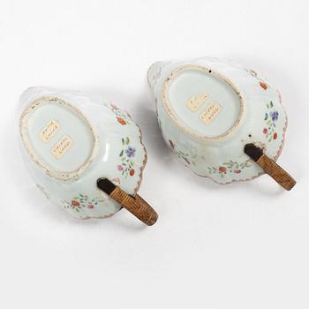A pair of porcelain sauce bowls, China, Qianlong (1736-95).