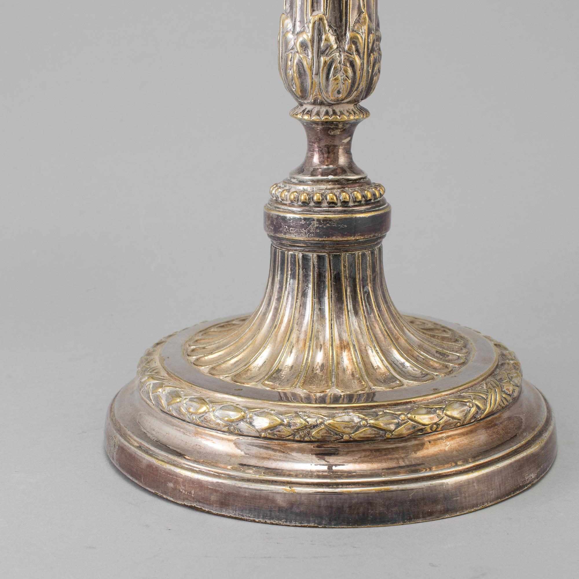 KANDELABER, nysilver, gustaviansk stil, 1900-talets första hälft.