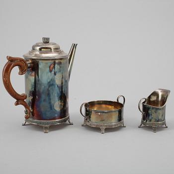 MOCCASERVIS, 3 delar, silver, empirestil, Tore Eldh för Cesons Göteborg 1955-56. Totalvikt ca 368 g.
