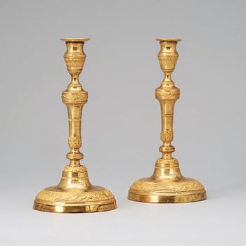 A pair of Louis XVI late 18th century candlesticks.