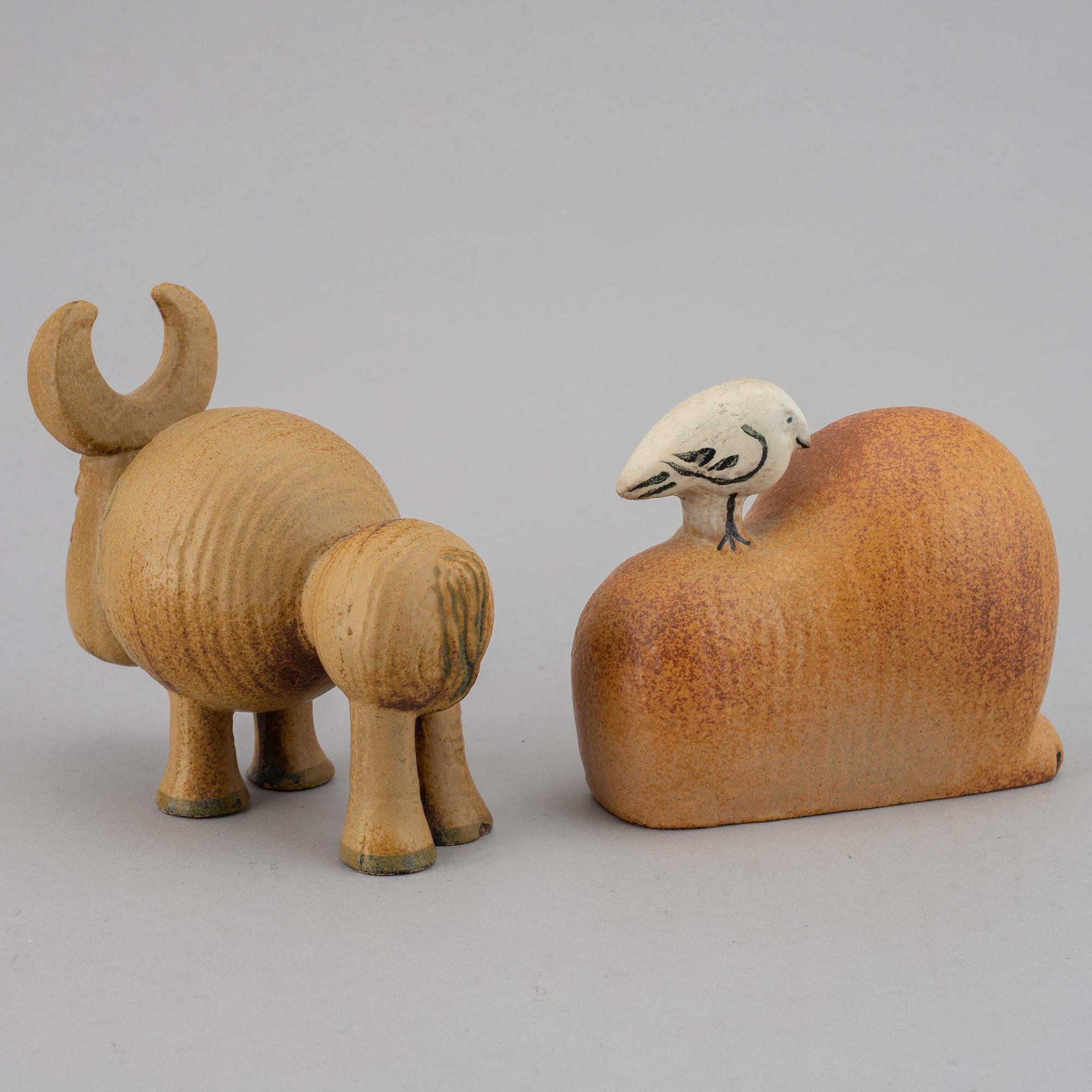 Lisa Larson, Two stoneware figurines, Gustavsberg.