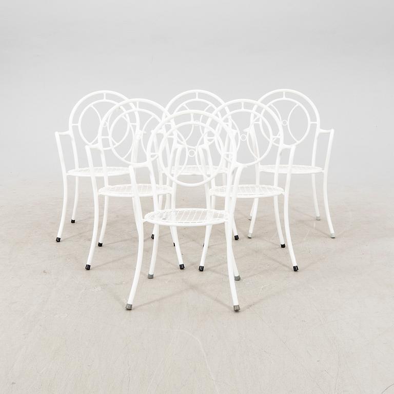 A Set of six laquerd metal garden chairs 1970/80s Denmark.