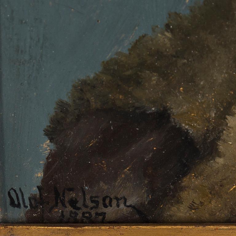 OLOF SAGER-NELSON, oil on panel, signed Olof Nelson and dated 1887.