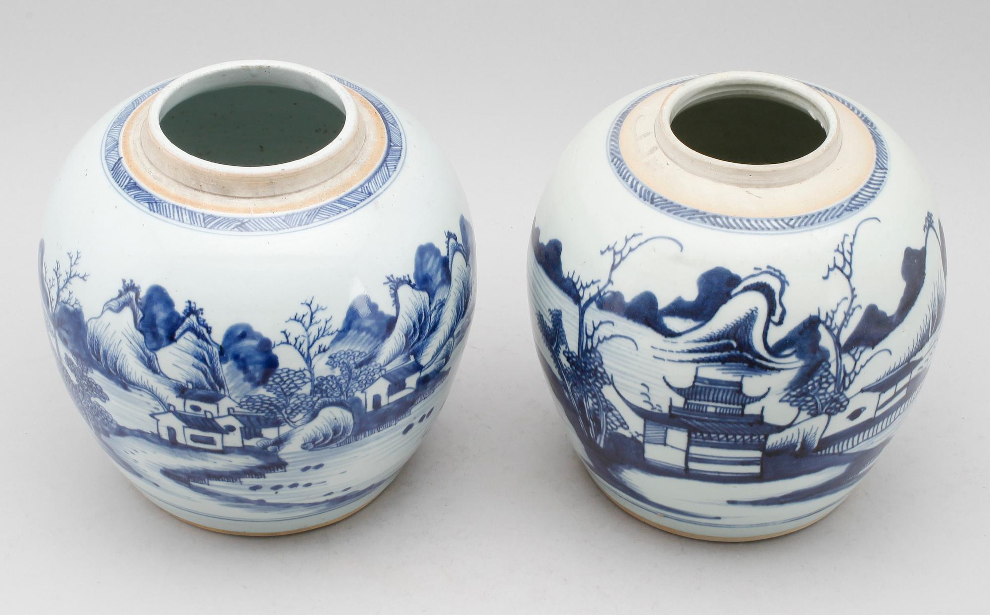 BOJANER, 2 st, porslin, Kina, 1800-tal.