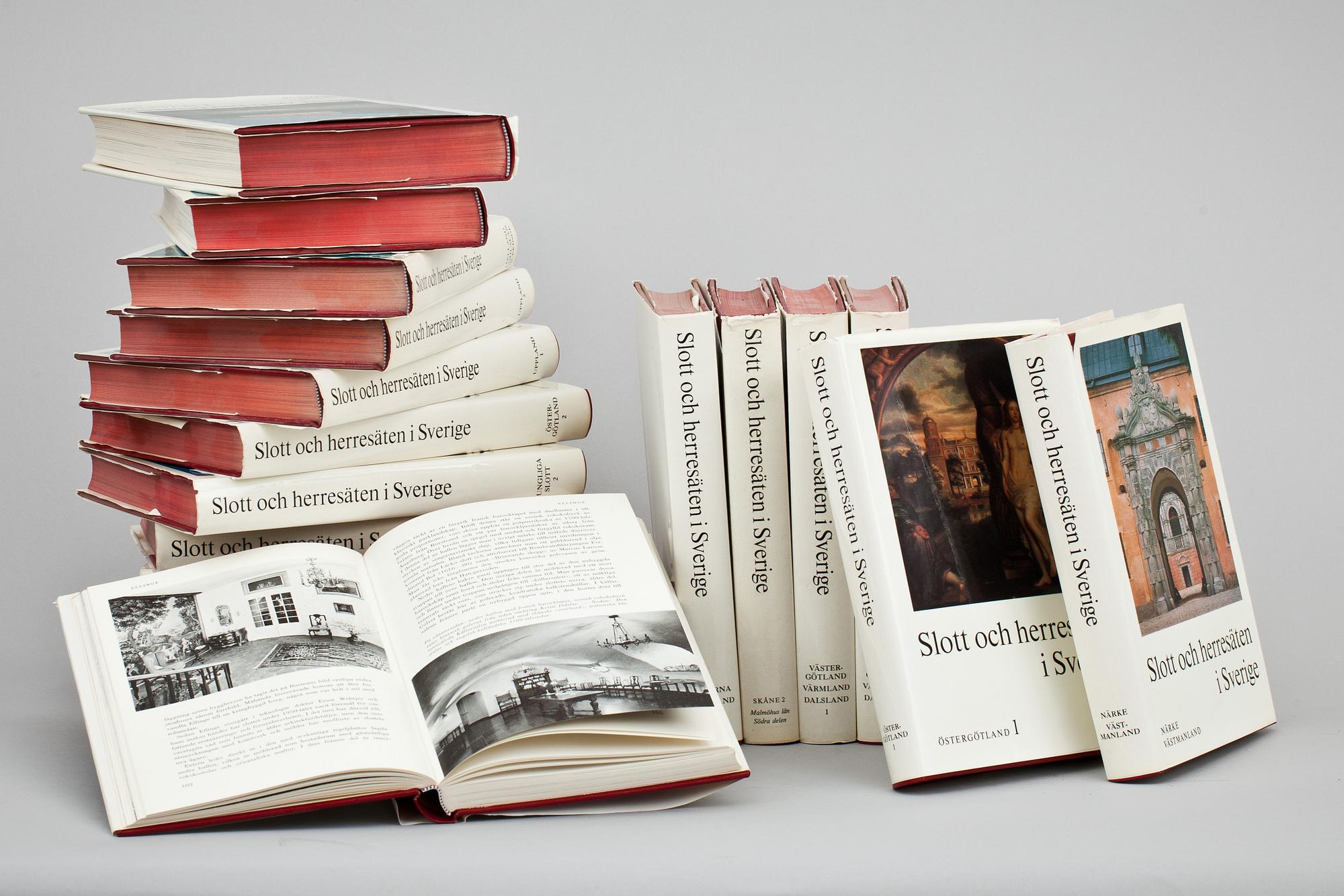 BÖCKER, 18 volymer, "Svenska slott och herresäten i Sverige", Allhems Förlag, Malmö 1966-71.
