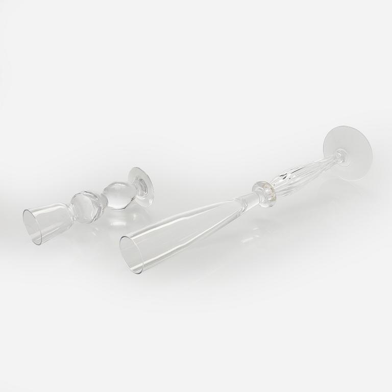 Brita Flander, A set of fourteen footed glasses for Marimekko, JL-Lasi, Riihimäki 1990s-2000s.