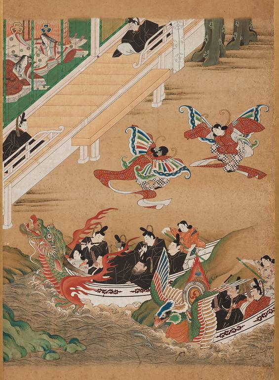 A Japanese six fold screen, Edo period (1603-1868).