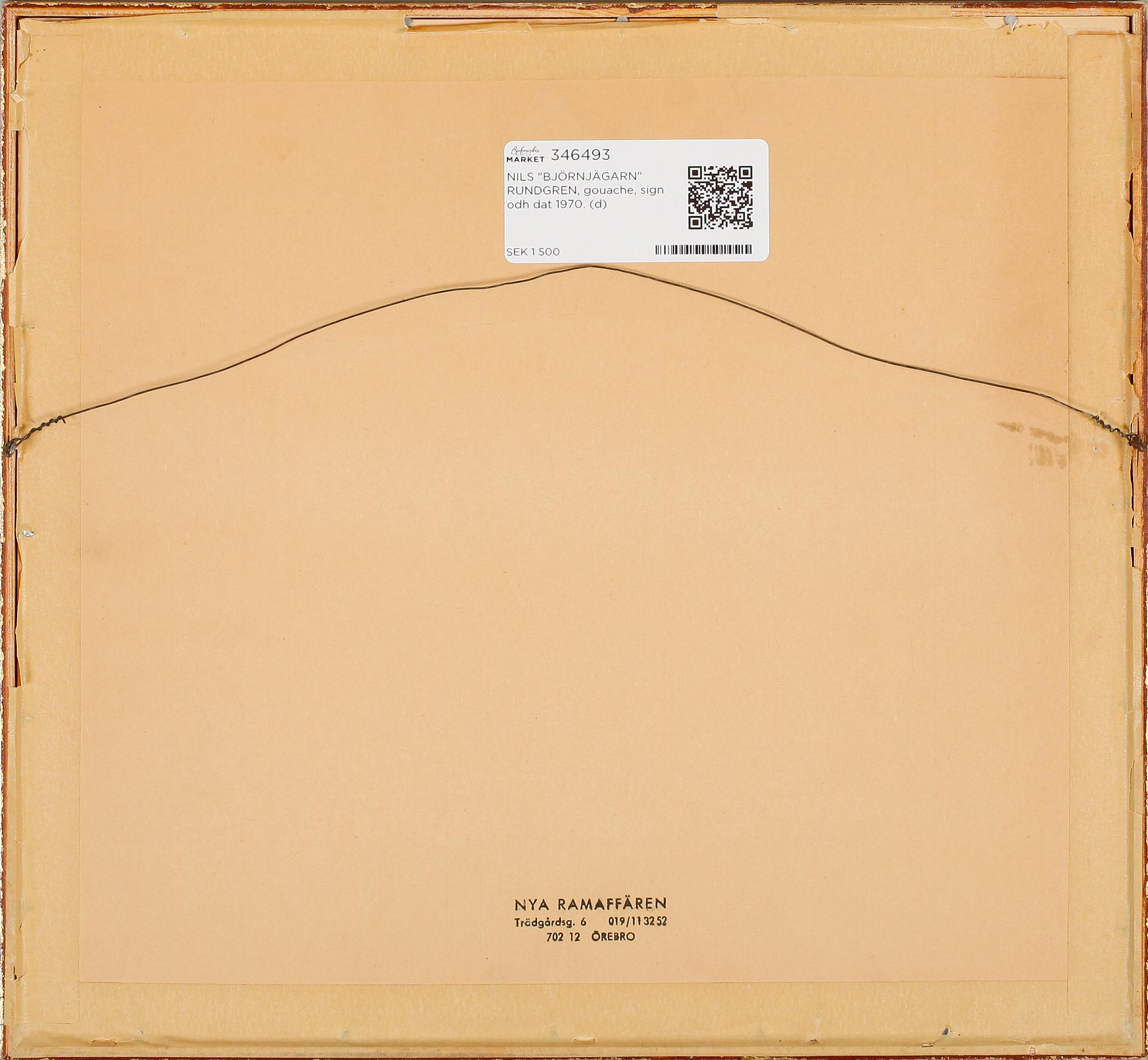 NILS "BJÖRNJÄGARN" RUNDGREN, gouache, sign och dat 1970.