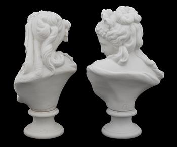 SKULPTURER, ett par, parian, Gustafsberg 1910/20-tal.