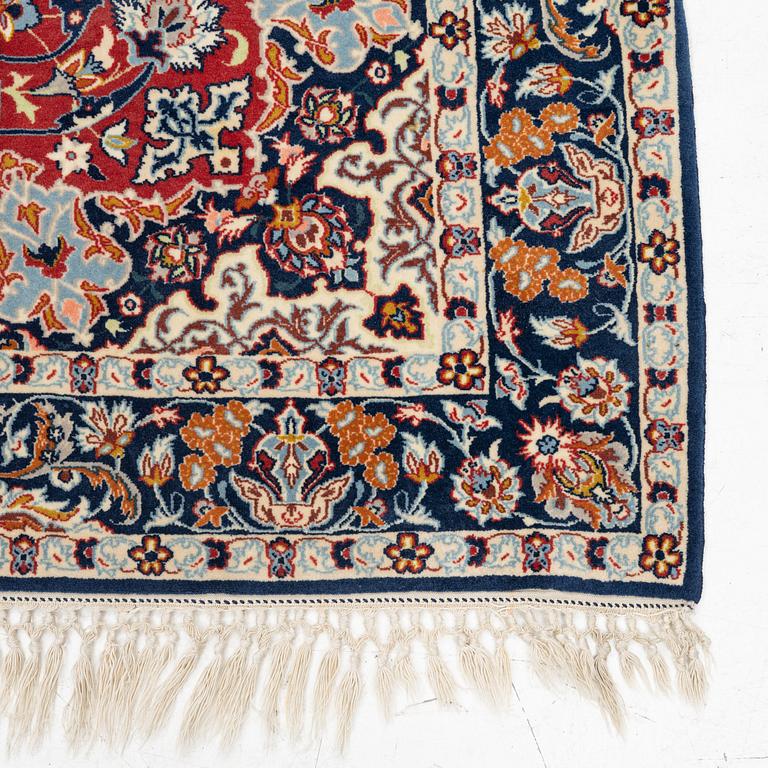 A rug, silk Quum presumably, c. 153 x 104 cm.