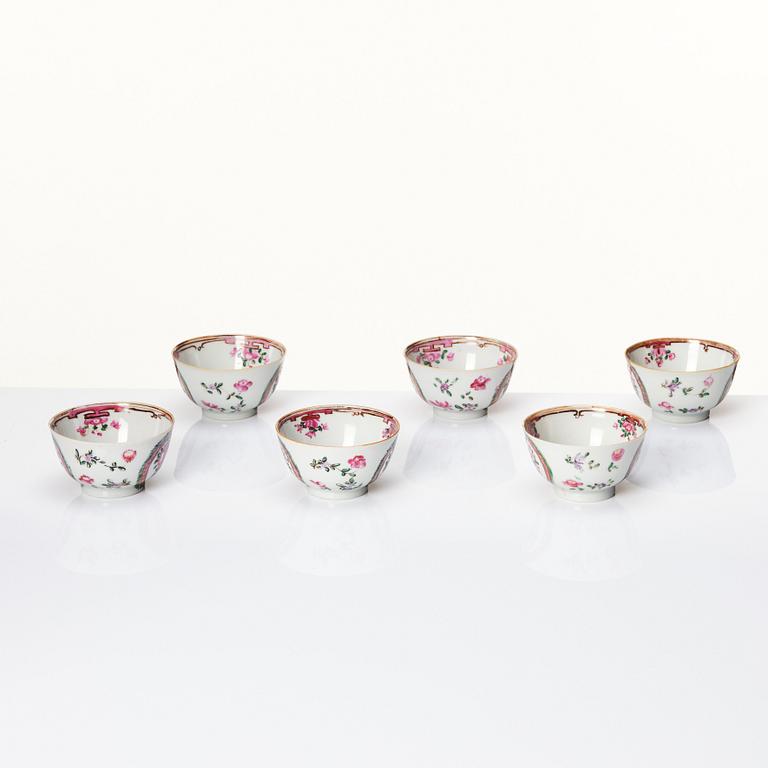 A famille rose tea service, Qing dynasty, Qianlong (1736-95). (18 pieces).