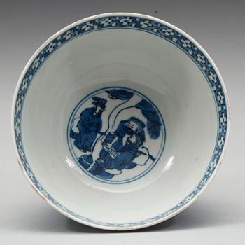 A blue and white stemcup, Ming dynasty (1368-1644).