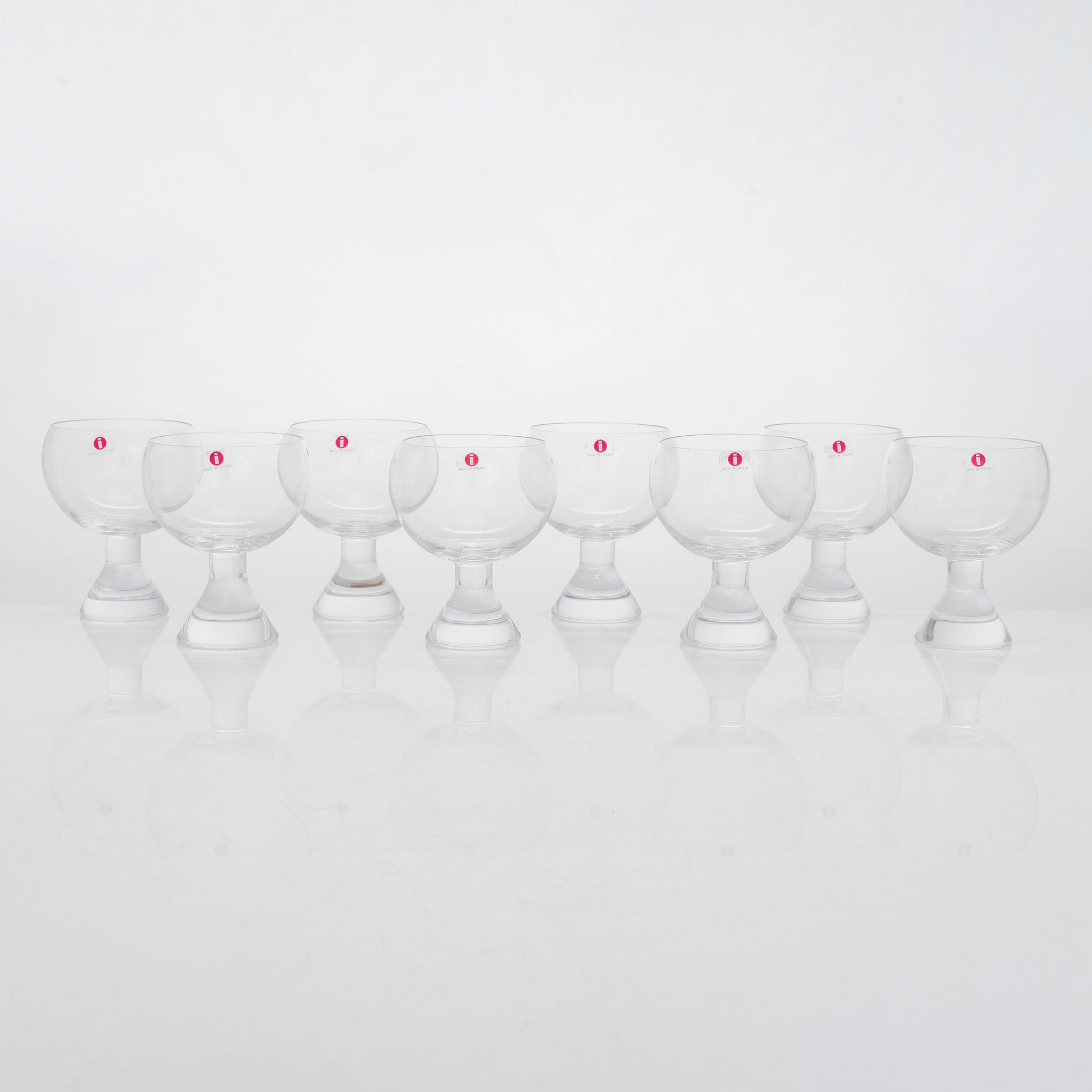 Tapio Wirkkala, dricksglas, 8 kpl, 275 års jubileumsglas, Iittala, 1956.